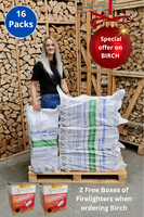 16 Packs of Kiln Dried Logs & 4 FREE Kindling Deal