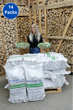 14 Packs of Kiln Dried Logs (1m³ approx) & 2 FREE Kindling Deal